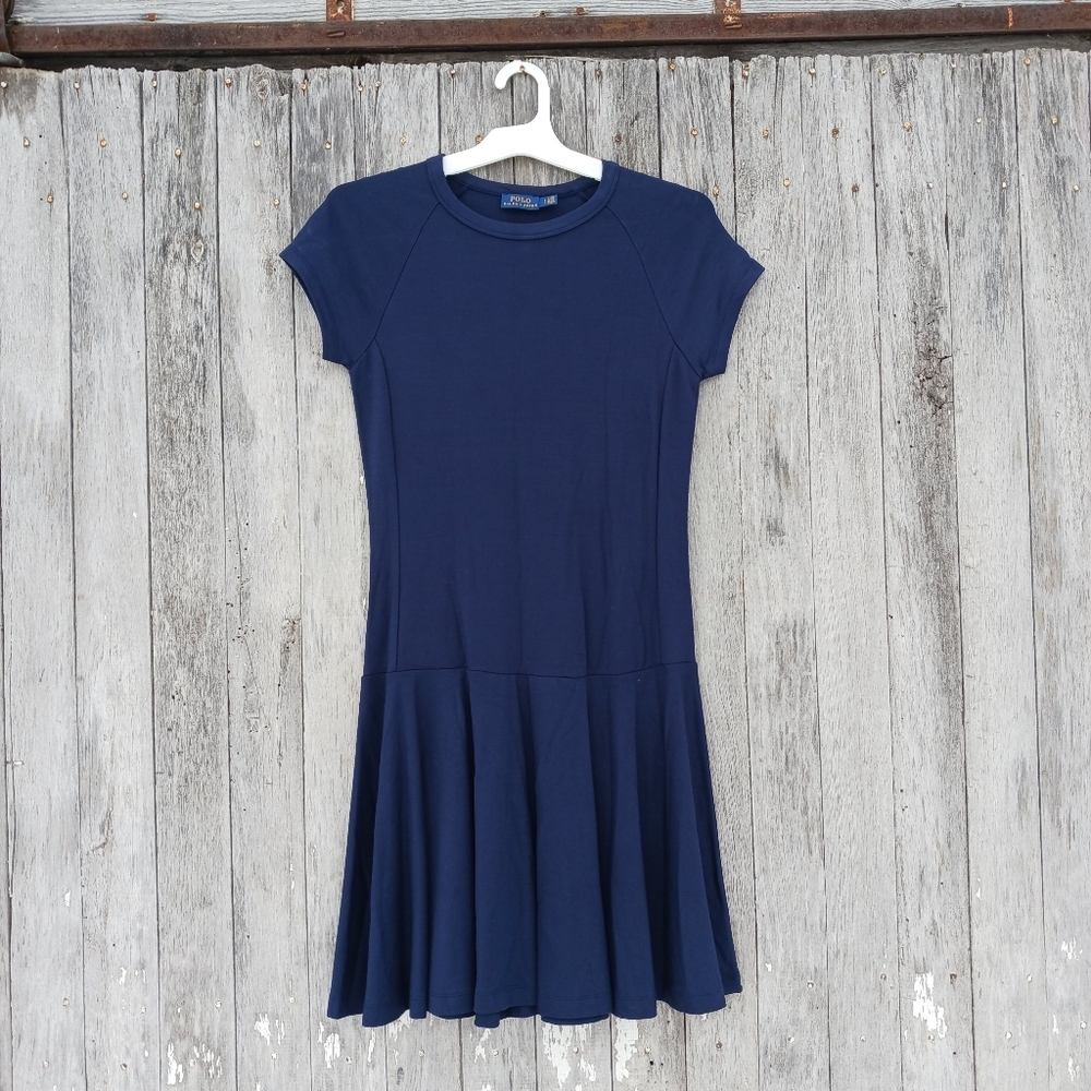 Polo Ralph Lauren‎ Womens Sz Small Tshirt Knee Length Dress Navy Blue